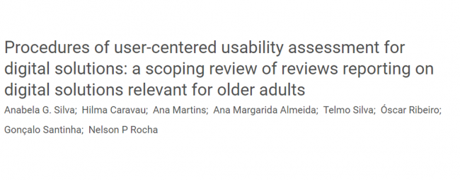Title image of paper: "Procedures of user-centered usability assessment for digital solutions: a scoping review of reviews reporting on digital solutions relevant for older adults"