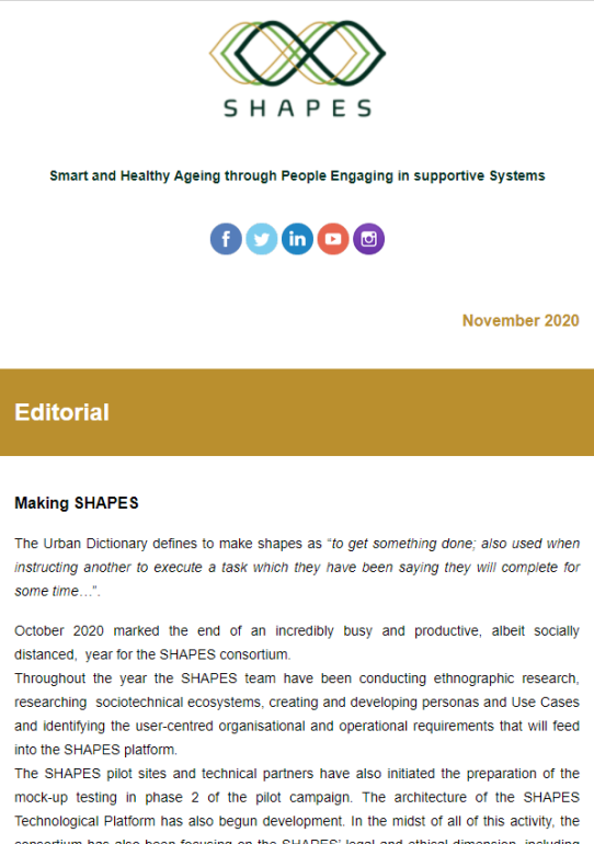 An image of the 2nd SHAPES newsletter
