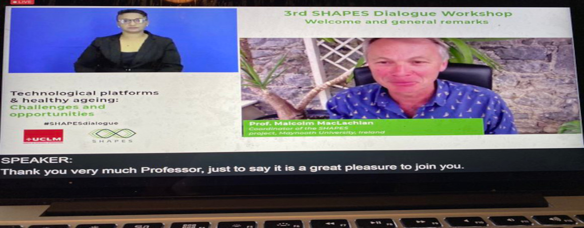 3rd Dialogue Workshop screenshot showing Malcolm MacLachlan, coordinator of the SHAPES project, opening the event.