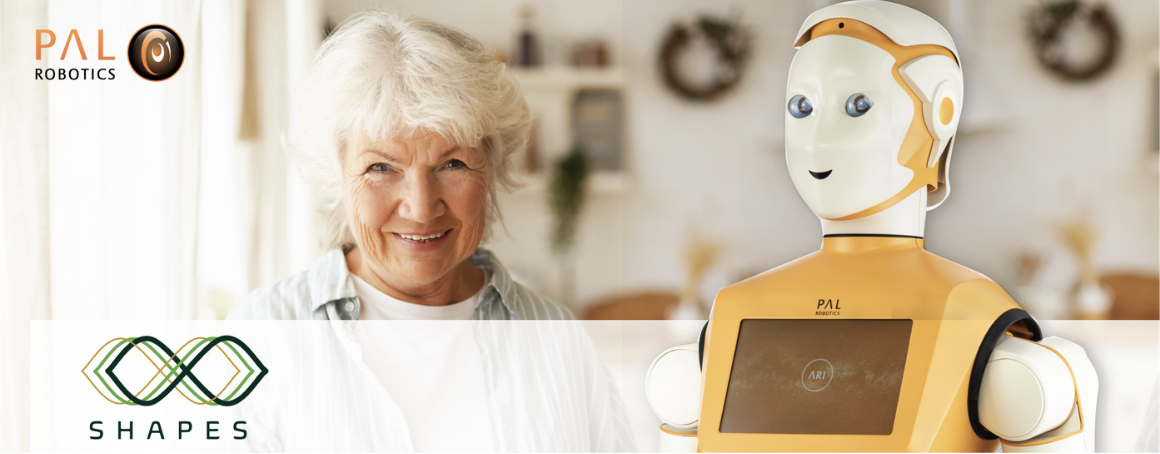 Shapes Social Robot ARI helping an older adult