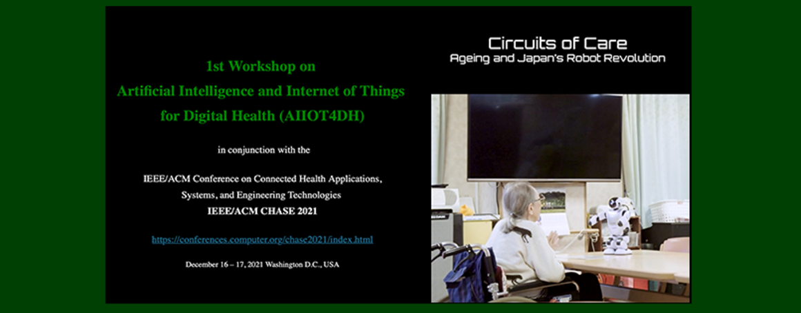 'Circuits of Care: Ageing and Japans Robot Revolution' 1st Workshop poster. December 16-17 2021, washington, U.S.A.