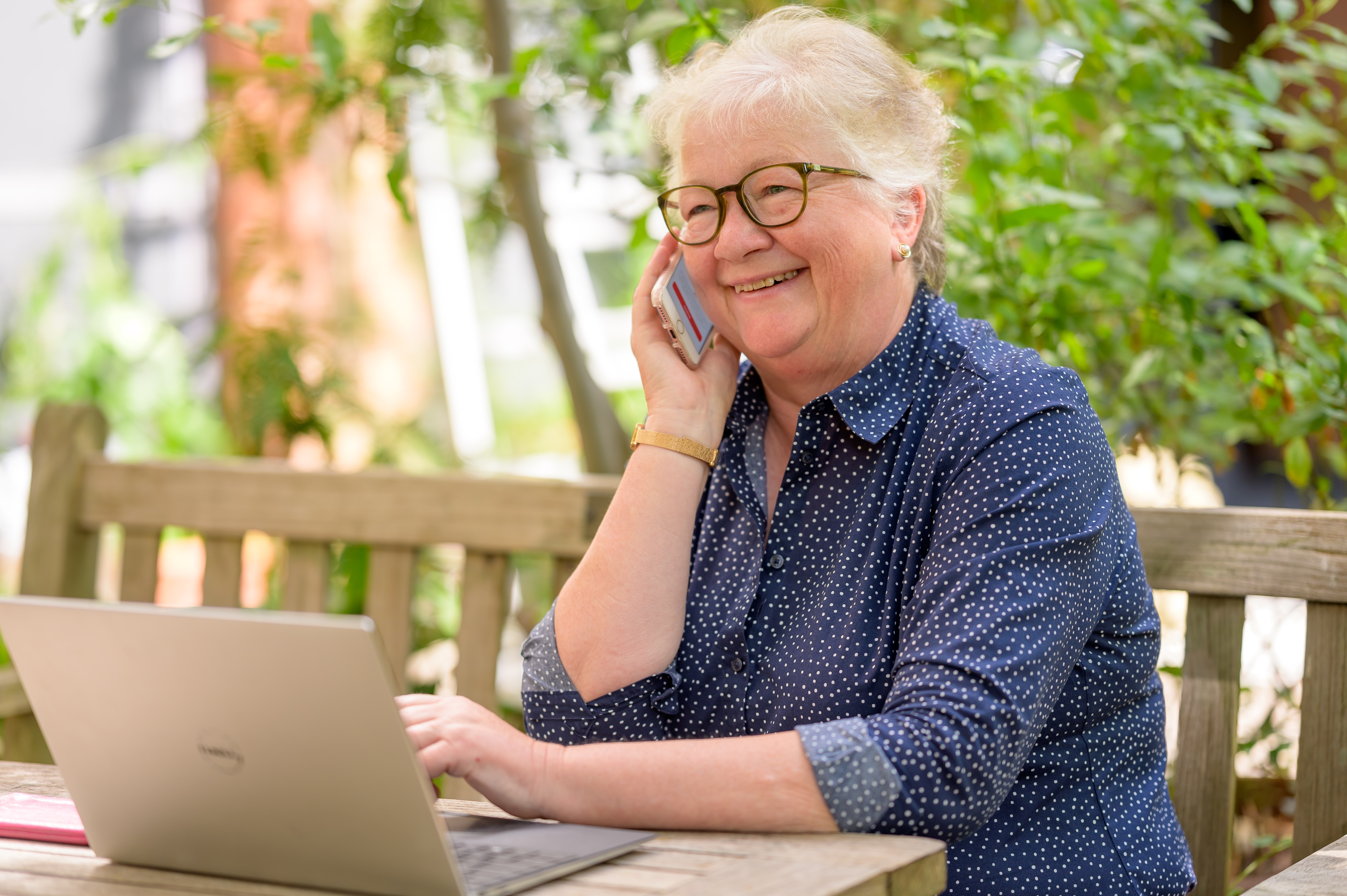 Older woman on the phone